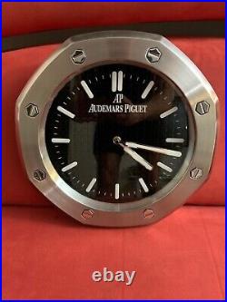 Audemars Piguet AP Royal Oak Wall Clock Black Dial Chrome Bezel