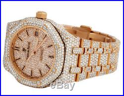 Audemars Piguet Royal Oak 18K Rose Gold Midsize 37MM Diamond Watch 22.35 Ct