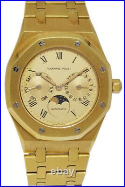 Audemars Piguet Royal Oak 18k Yellow Gold Day Date Moon Phase Mens 36mm Watch