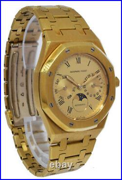 Audemars Piguet Royal Oak 18k Yellow Gold Day Date Moon Phase Mens 36mm Watch