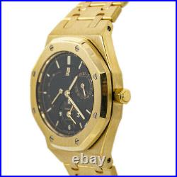 Audemars Piguet Royal Oak 25730BA Dual Time 18K Gold Black Dial Mens Watch 36mm