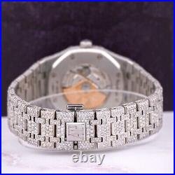 Audemars Piguet Royal Oak 41mm Mens Steel Watch Iced Out 25ct Diamonds 15400ST