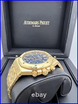 Audemars Piguet Royal Oak Chronograph 26320BA 18K Yellow Gold Blue Dial B&P 2017
