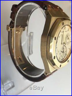 Audemars Piguet Royal Oak Dual Time Power Reserve 18k Gold Mens Watch