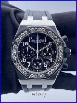 Audemars Piguet Royal Oak Offshore 26048SK Diamond Black Dial Ladies Watch Box P