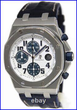 Audemars Piguet Royal Oak Offshore Navy White/Blue Chrono 42mm Watch 26170ST