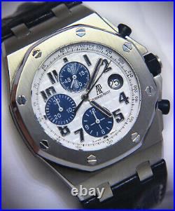 Audemars Piguet Royal Oak Offshore Navy White/Blue Chrono 42mm Watch 26170ST