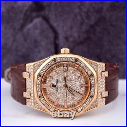 Audemars Piguet Royal Oak Rose Gold JUMBO 39mm Iced 5ct Diamond Watch 15300OR