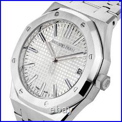Audemars Piguet Royal Oak Watch 41MM Silver Index Hour Markers Dial
