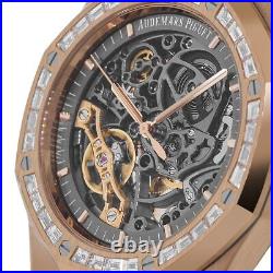 Audemars Piguet Royal Oak Watch 41MM Transparent No Markers Dial Rose Gold