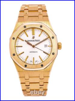 Audemars Piguet Royal Oak Watch 41mm Yellow Gold White Dial 15400or. Oo. 1220or. 02