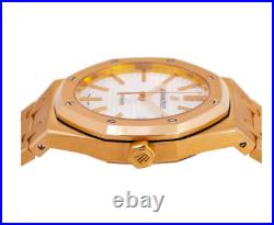 Audemars Piguet Royal Oak Watch 41mm Yellow Gold White Dial 15400or. Oo. 1220or. 02