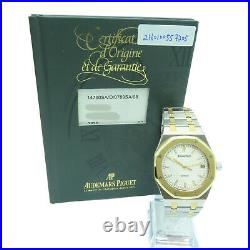 Audemars Piguet Royal Oak Watch Silver Grande Tapisserie Dial Steel Yellow Gold