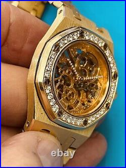 Audemars Piguet Royal Oak Yellow Gold Factory Diamonds Bezel And Hands (706)