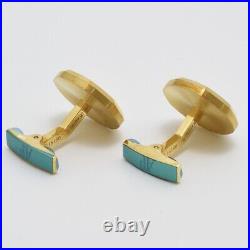 Authentic AUDEMARS PIGUET Royal Oak Cufflinks K18YG Gold & Navy Blue 18mm Used