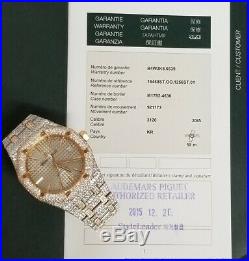 Genuine 18k Gold SS Audemars Piguet Automatic Royal Oak Box Papers w Diamonds