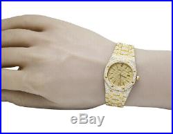 Ladies Audemars Piguet Royal Oak 33MM 18K Yellow Gold Diamond Watch 16.75 Ct