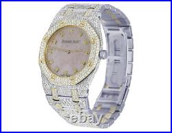 Ladies Audemars Piguet Royal Oak 35MM 18K/Steel Pink Dial Diamond Watch 12.5 Ct