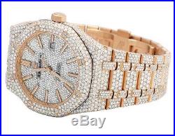 Mens 41 MM Audemars Piguet Royal Oak 18k Rose Gold Watch with VS diamond 25.5 Ct