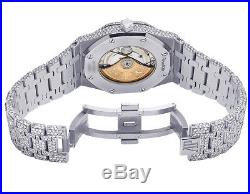 Mens 41MM Audemars Piguet Royal Oak Stainless Steel VS Diamond Watch 31.5 Ct