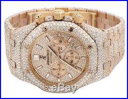 Mens Audemars Piguet 18K Rose Gold Royal Oak 41MM Full VS Diamond Watch 31.75 Ct