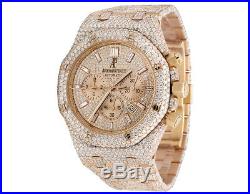 Mens Audemars Piguet 18K Rose Gold Royal Oak 41MM Full VS Diamond Watch 31.75 Ct