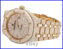 Mens Audemars Piguet 18K Rose Gold Royal Oak 41MM Full VS Diamond Watch 34.75 Ct