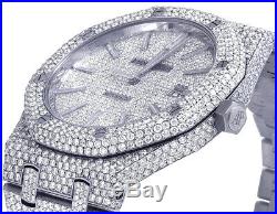Mens Audemars Piguet Royal Oak 41MM Steel VS Pave Dial Diamond Watch 33 Ct