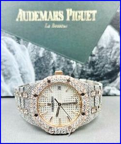 New Audemars Piguet Royal Oak Self Winding 34mm Iced Out 17ct Diamonds 2 Tone