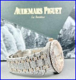 New Audemars Piguet Royal Oak Self Winding 34mm Iced Out 17ct Diamonds 2 Tone