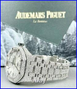 New Audemars Piguet Royal Oak Steel 37mm Unisex Iced Out 15ct Diamonds 15450ST